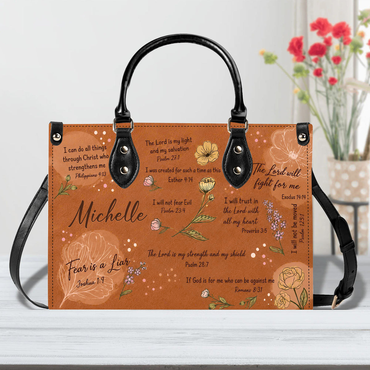 Personalized Christian Leather Handbag - Bible Verse Leather Bag - Christian Gifts For Women