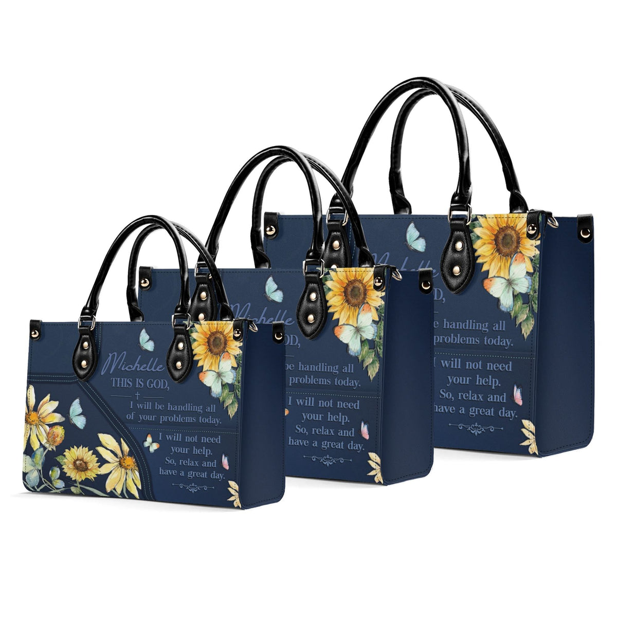 Personalized Floral Butterfly Christian Leather Handbag - Religious Leather Bag - Christian Gifts For Women