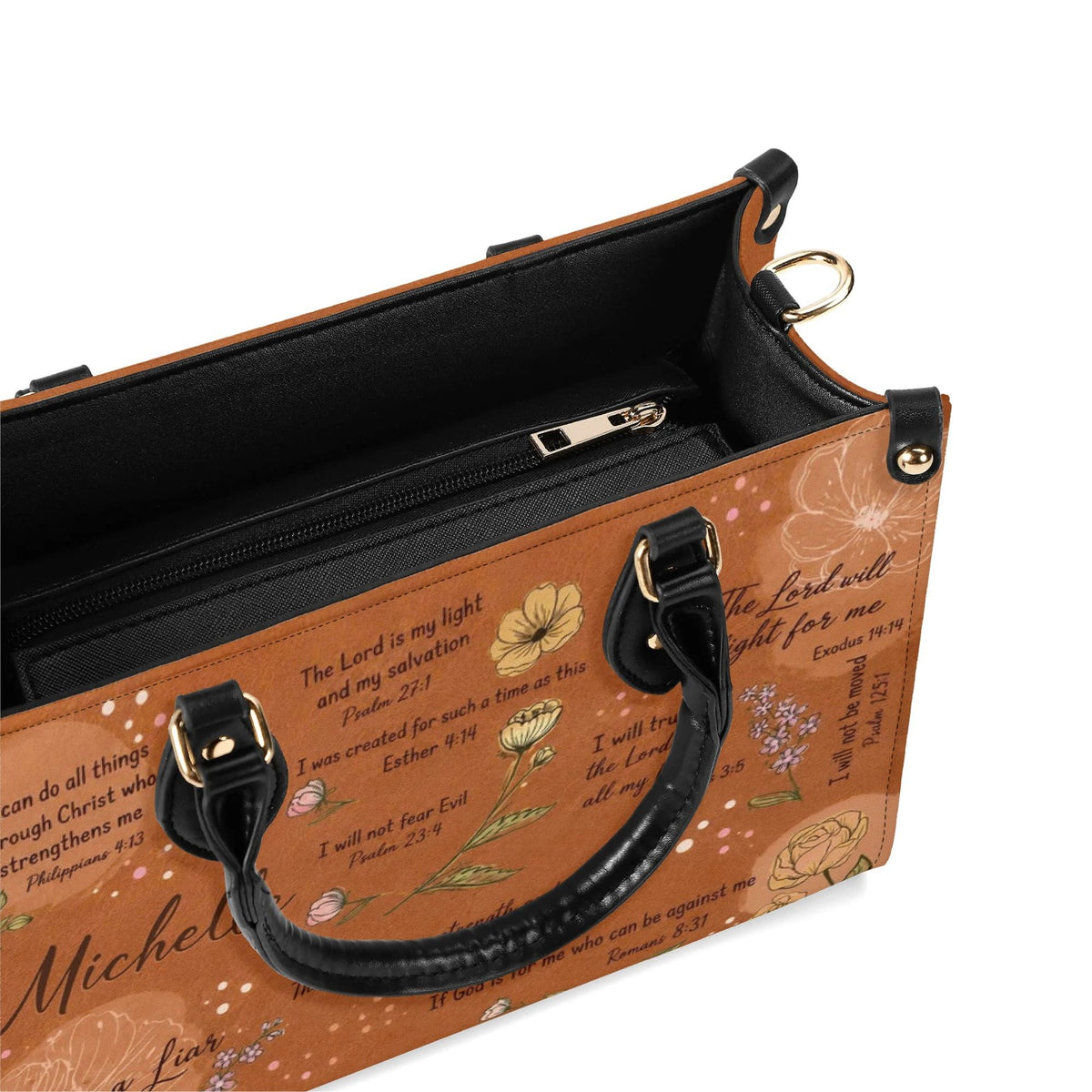 Personalized Christian Leather Handbag - Bible Verse Leather Bag - Christian Gifts For Women