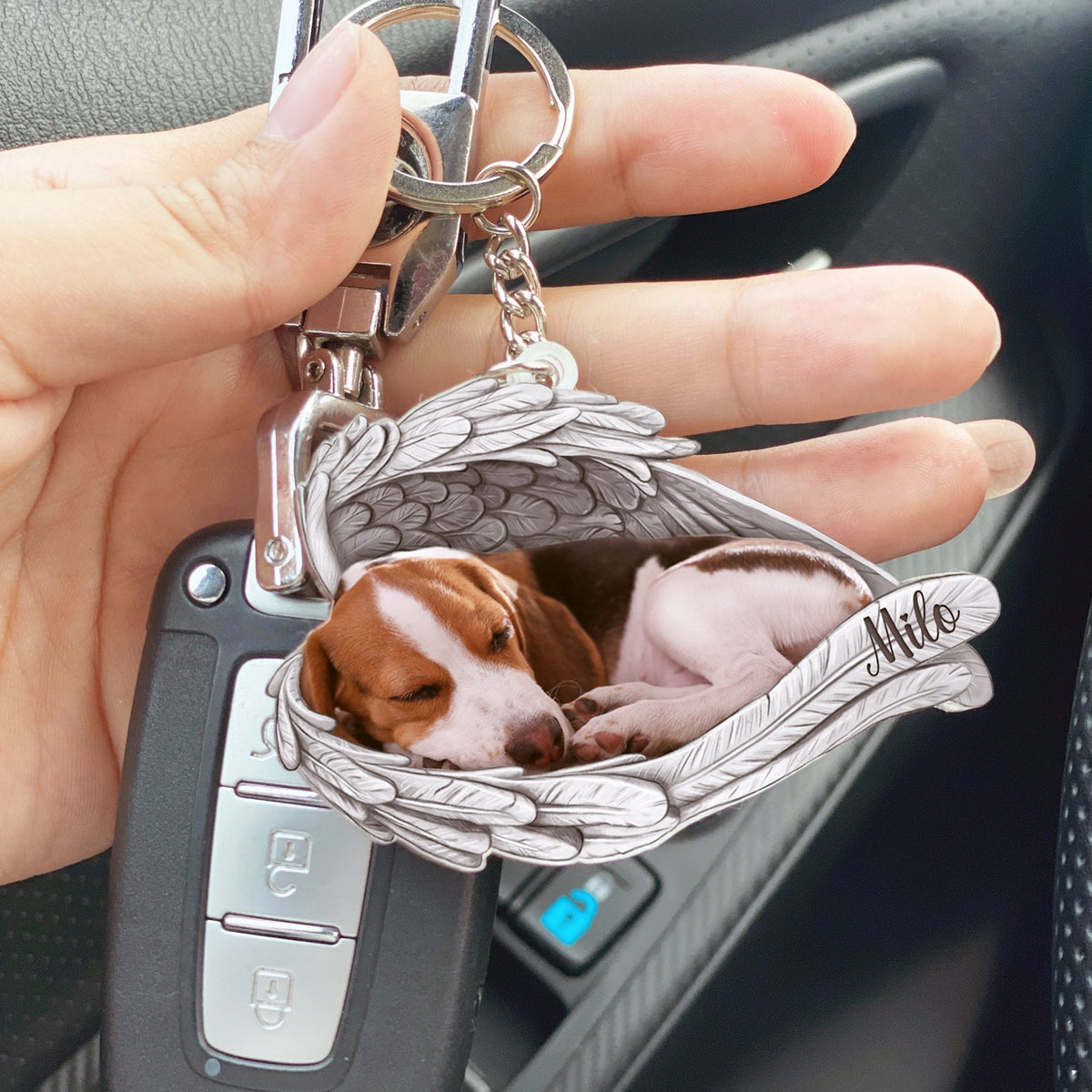 Angel Wings Pet Memorial Keychain