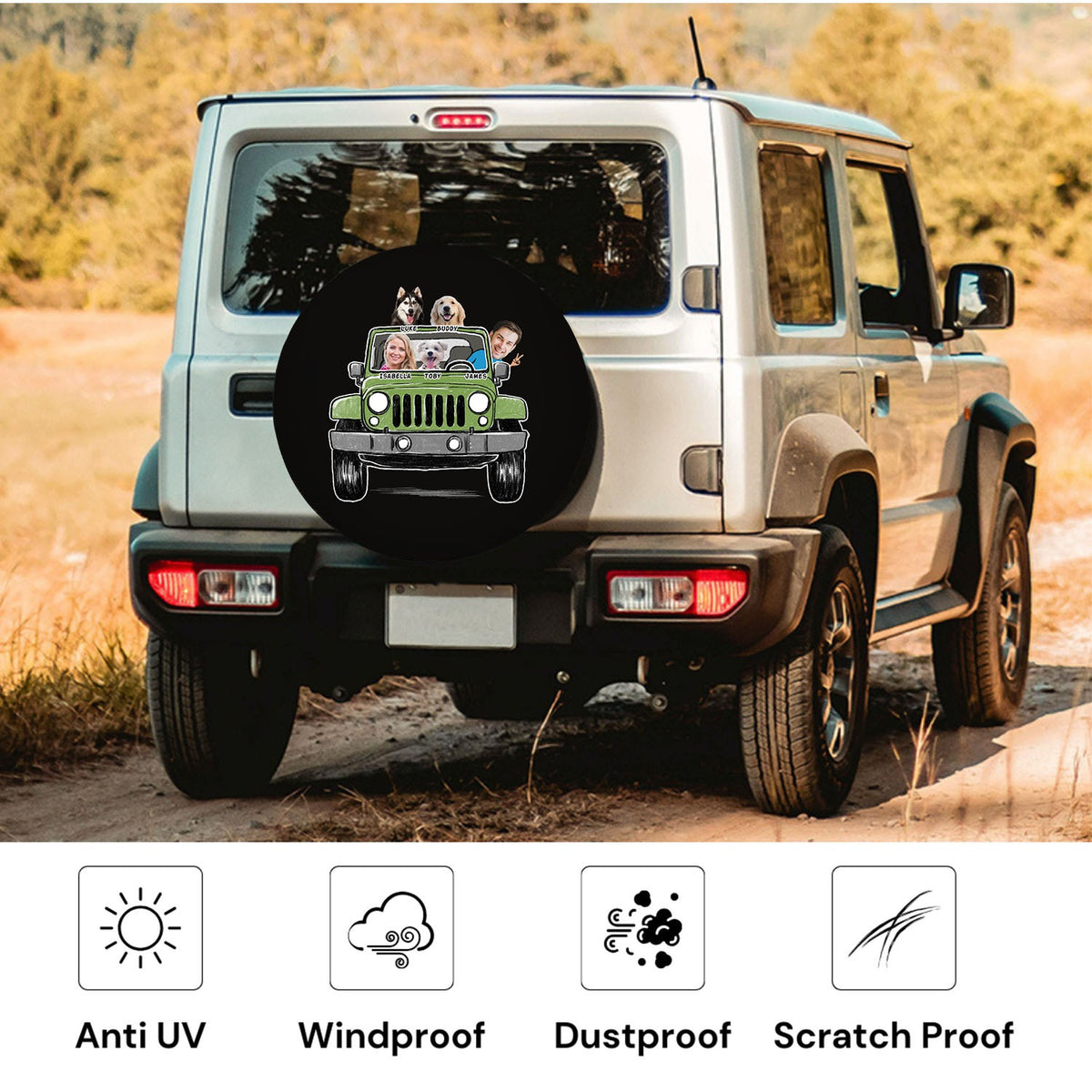 Custom Funny Pet Family Photo Jeep Spare Tire Cover