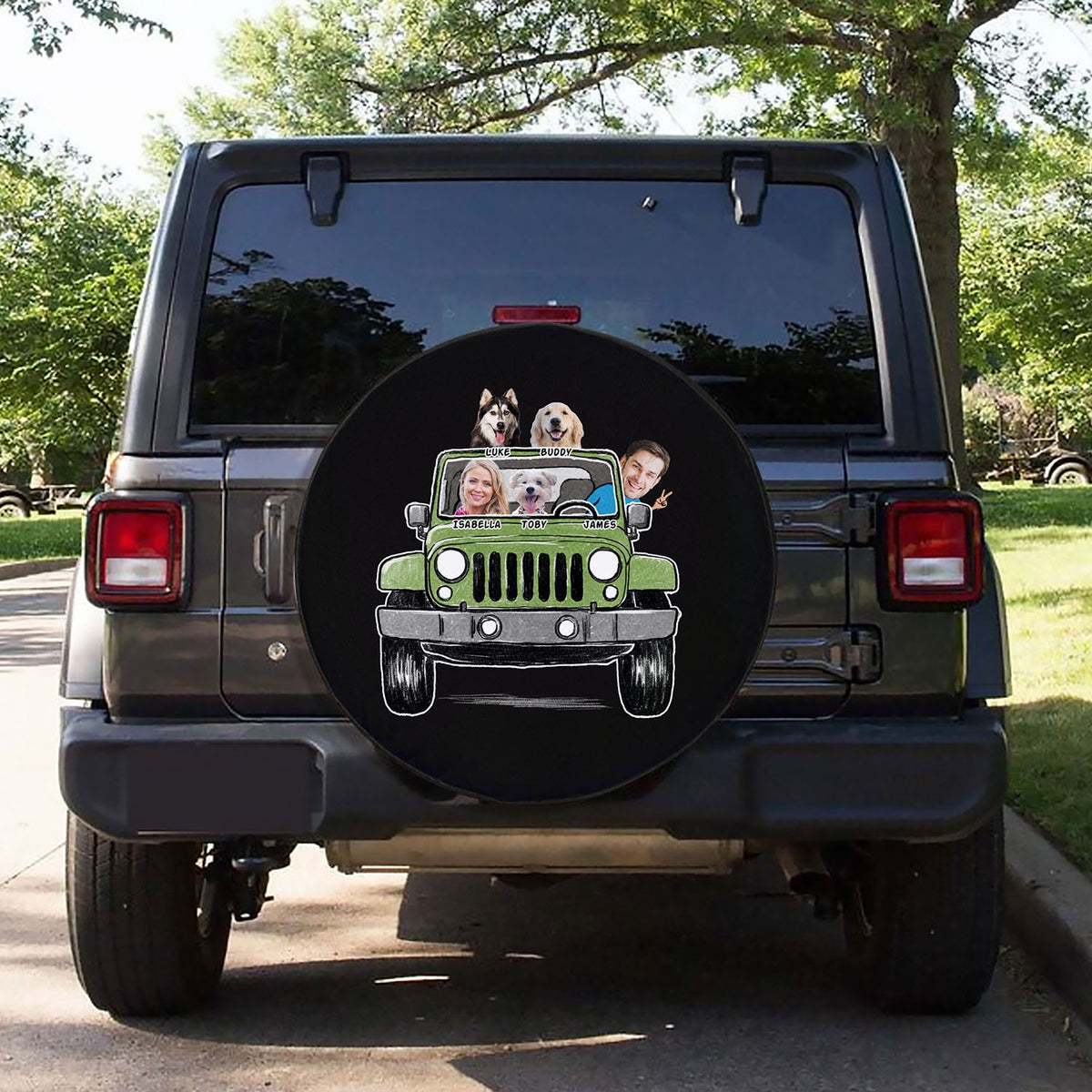 Custom Funny Pet Family Photo Jeep Spare Tire Cover