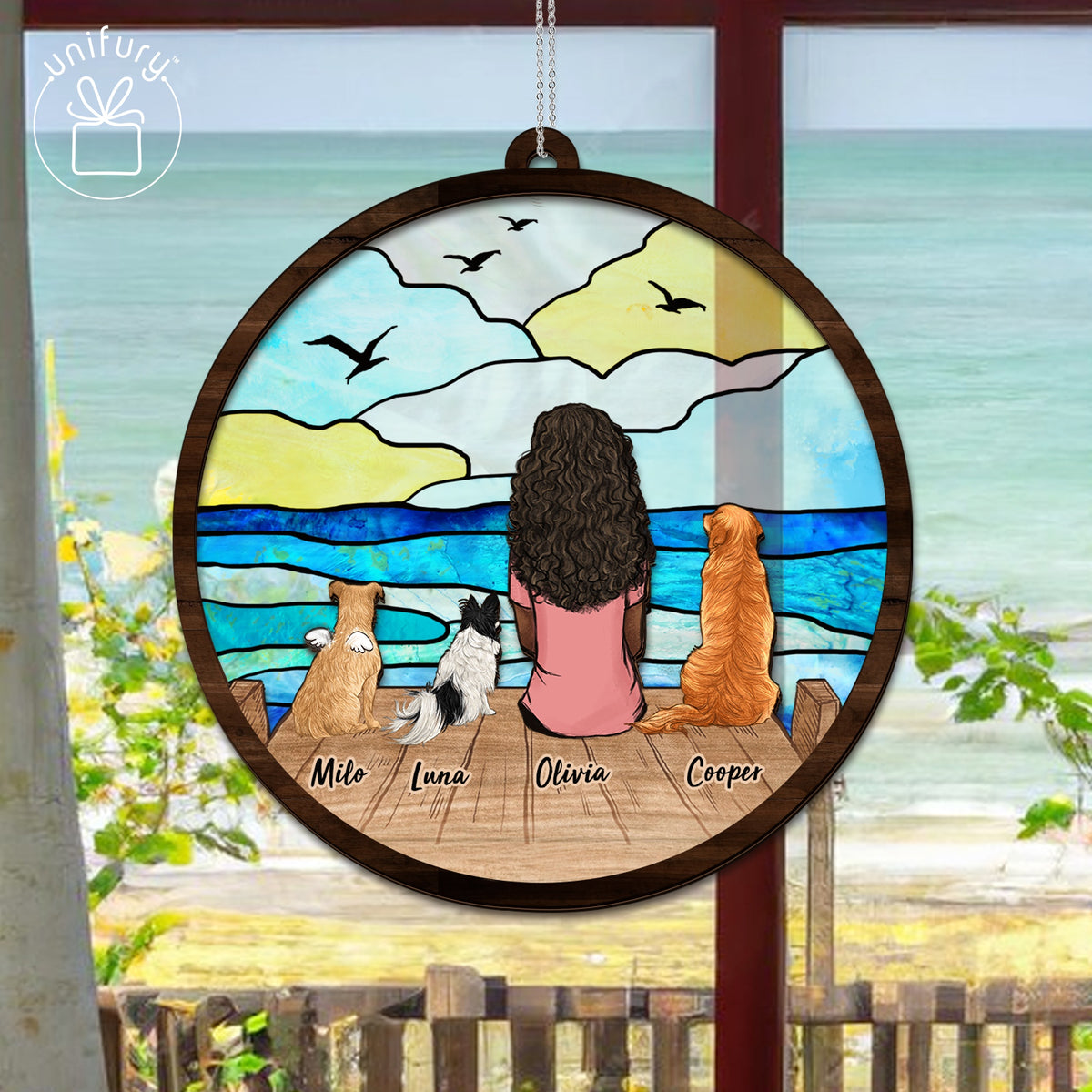 Wooden Dock Suncatcher Ornament Gifts, Personalized Christmas Gifts For Dog Cat Lovers