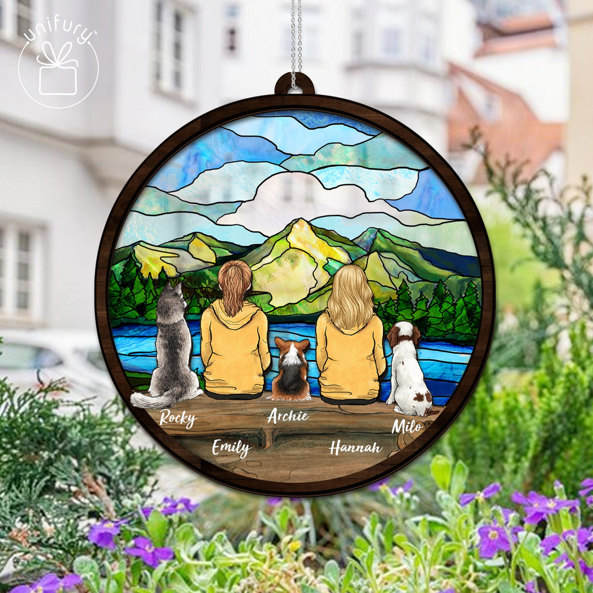 Mountain Suncatcher Ornament Gifts, Personalized Christmas Gifts For Dog Cat Lovers, Dog Mom, Dog Dad