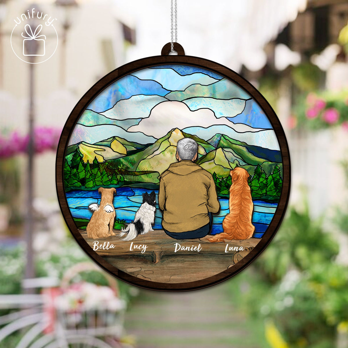 Mountain Suncatcher Ornament Gifts, Personalized Christmas Gifts For Dog Cat Lovers, Dog Mom, Dog Dad