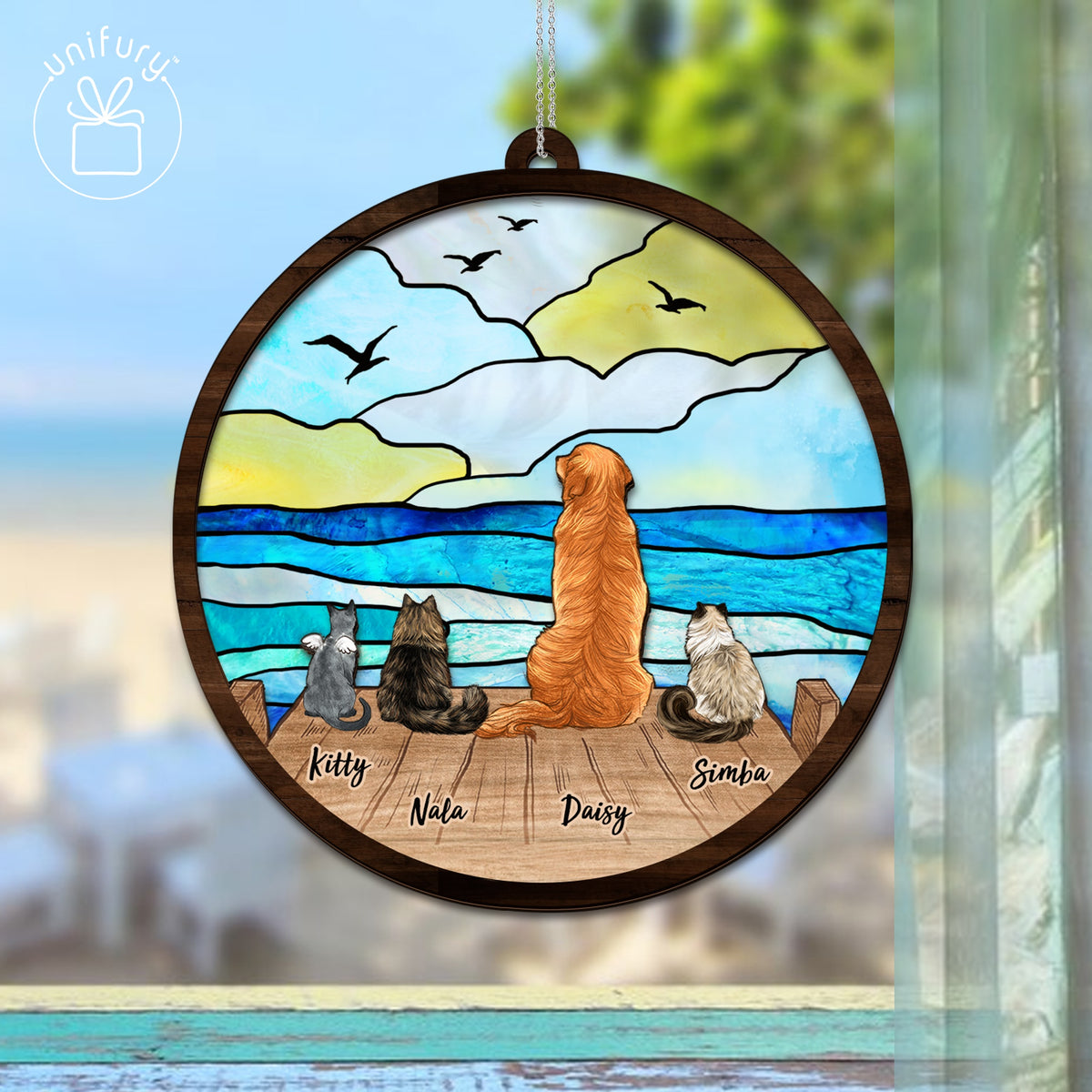 Wooden Dock Suncatcher Ornament Gifts, Personalized Christmas Gifts For Dog Cat Lovers