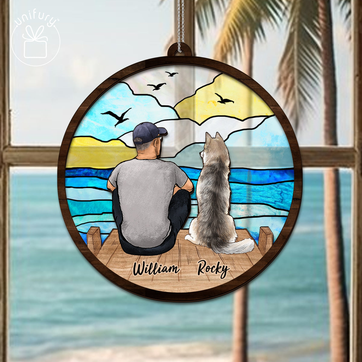 Wooden Dock Suncatcher Ornament Gifts, Personalized Christmas Gifts For Dog Cat Lovers