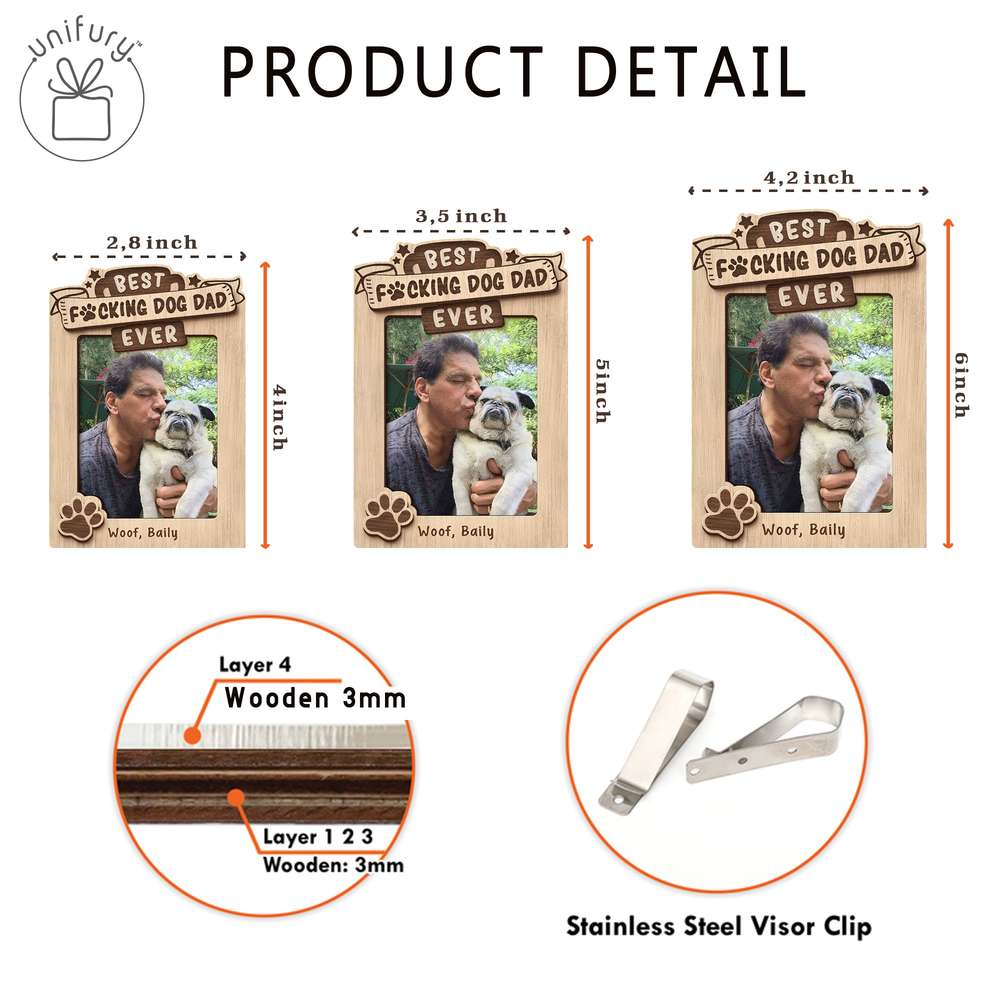 Custom Photo Best Dog Dad Ever Car Visor Clip
