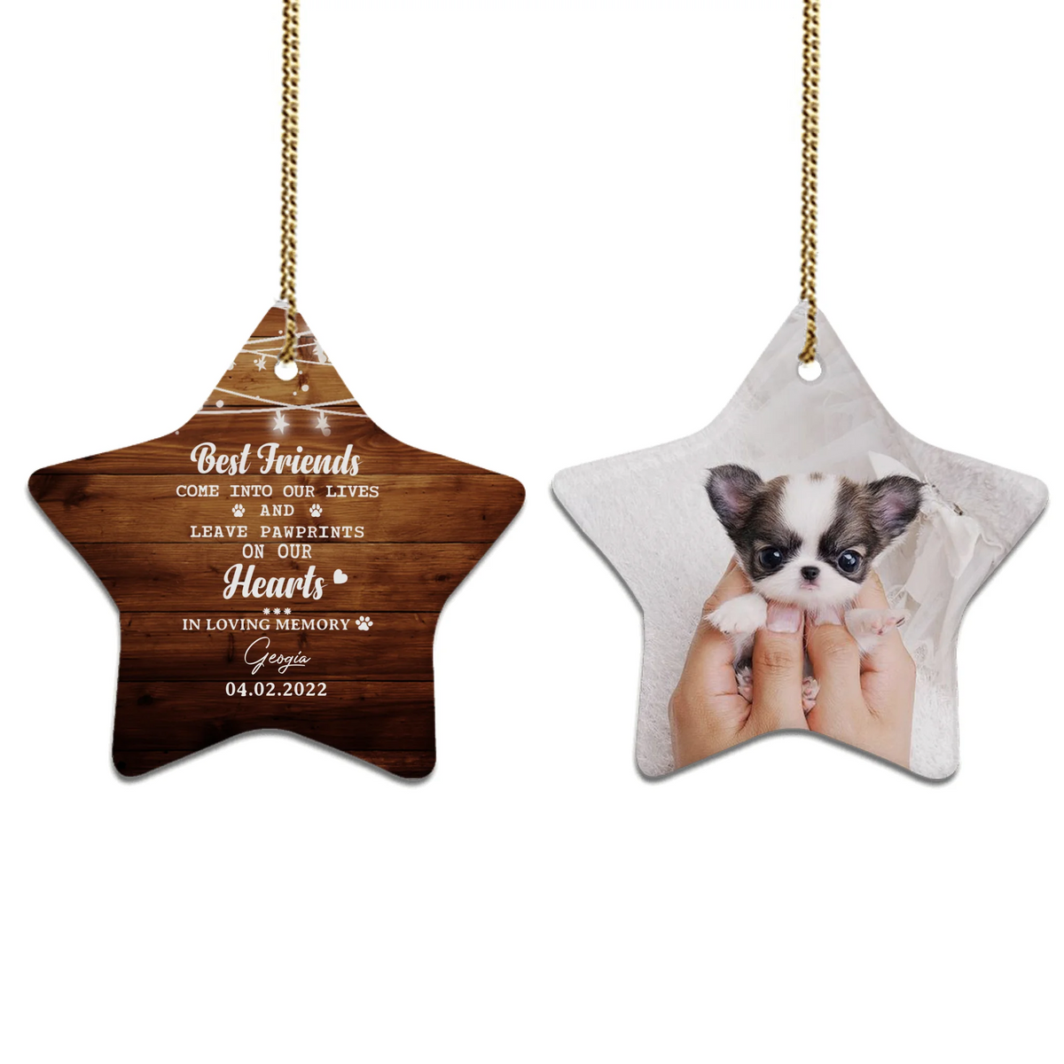 Personalized Dog Cat Memorial Christmas Ceramic Ornaments (2 sides 2 designs) - Custom photo & sayings
