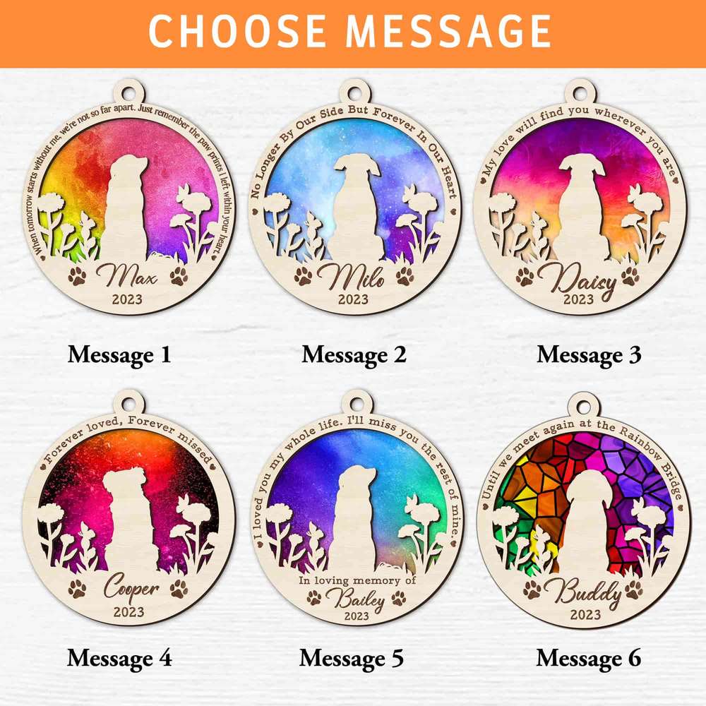 Personalized Pet Memorial Dog Sun Catcher for Dog Lovers