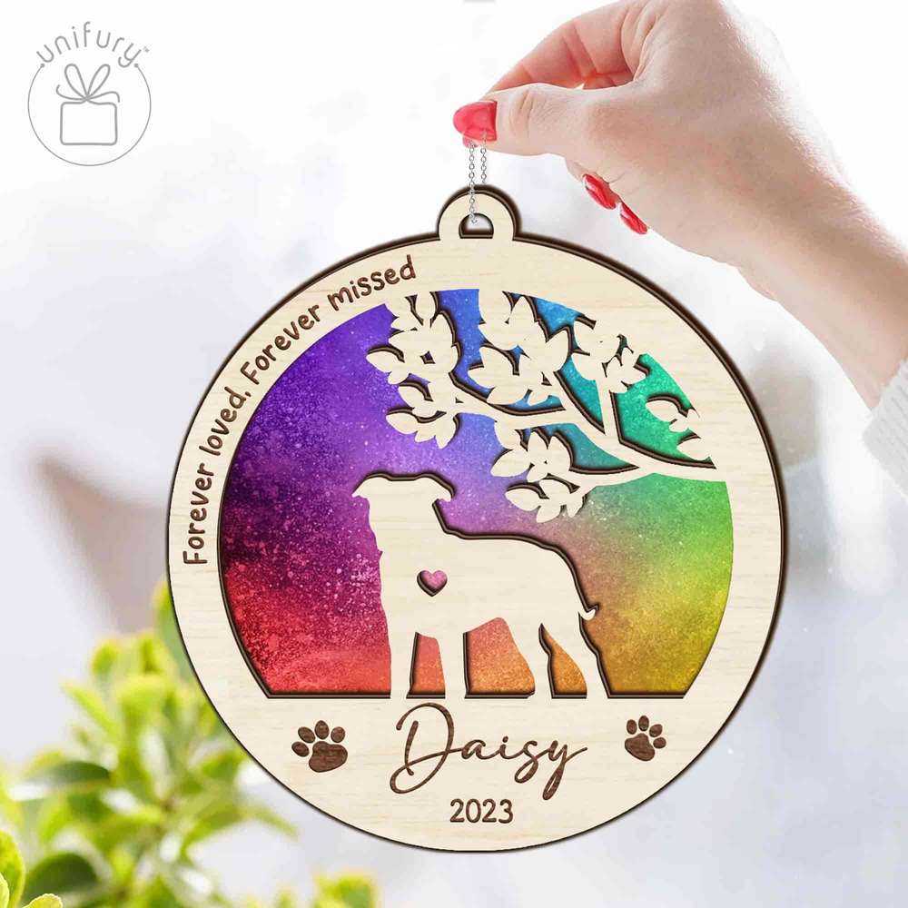 Personalized Custom Name Memorial Dog Sun Catcher
