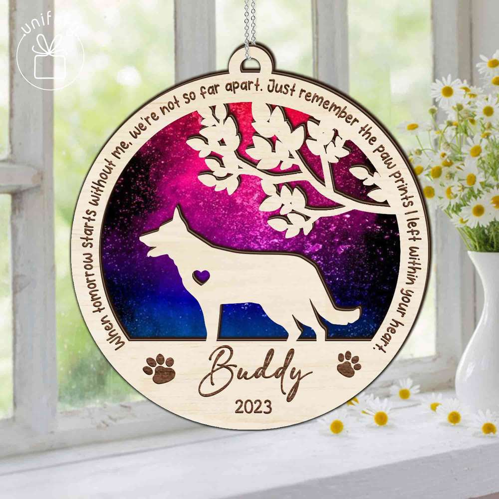 Personalized Custom Name Memorial Dog Sun Catcher