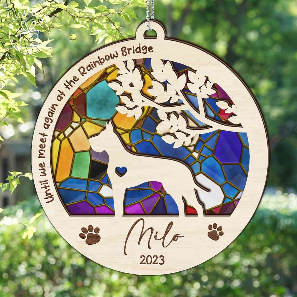 Personalized Custom Name Memorial Dog Sun Catcher