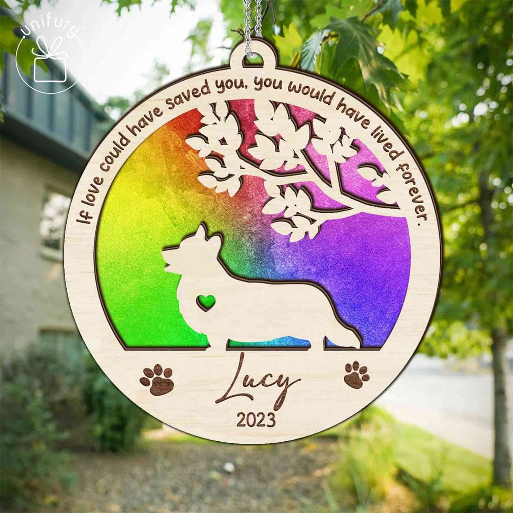Personalized Custom Name Memorial Dog Sun Catcher