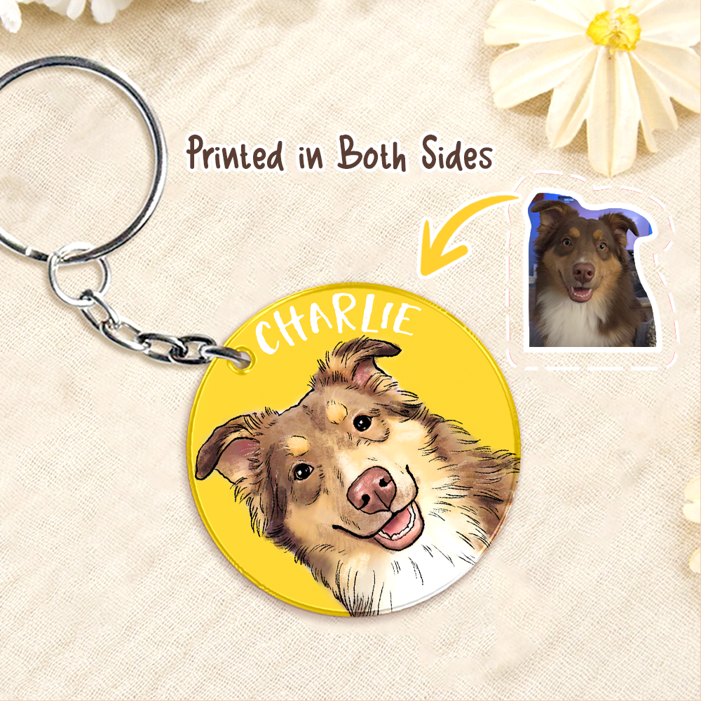 Custom Pet Portrait Custom Shape Acrylic Keychain