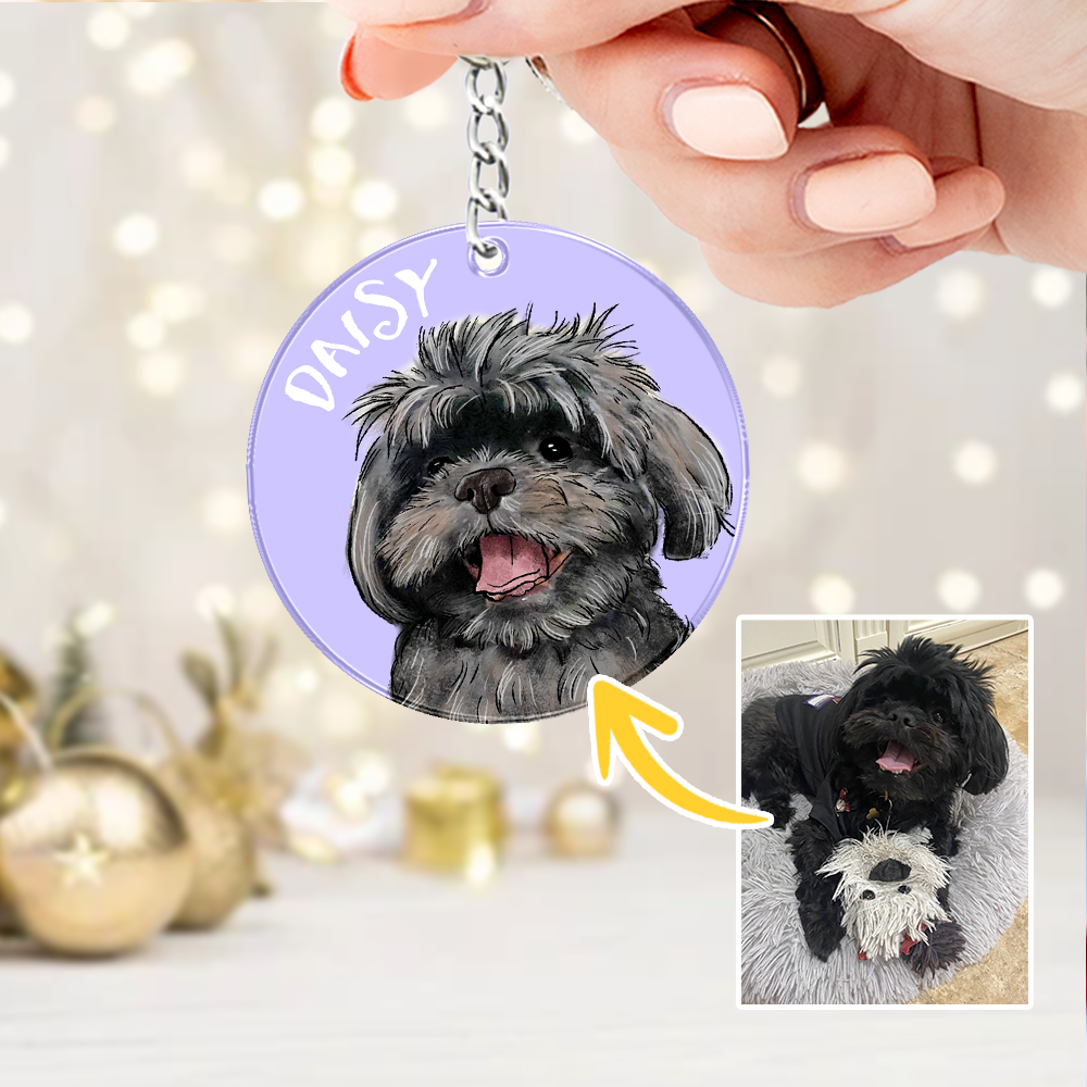Custom Pet Portrait Custom Shape Acrylic Keychain