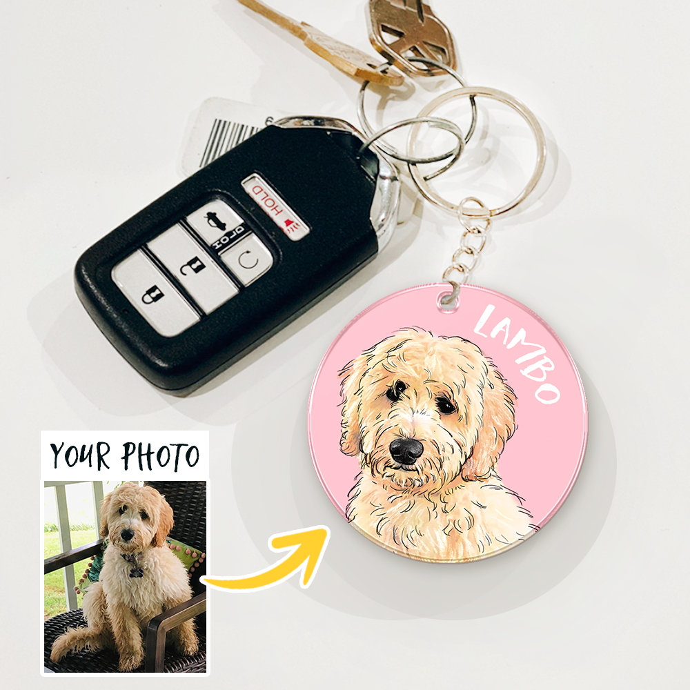 Custom Pet Portrait Custom Shape Acrylic Keychain