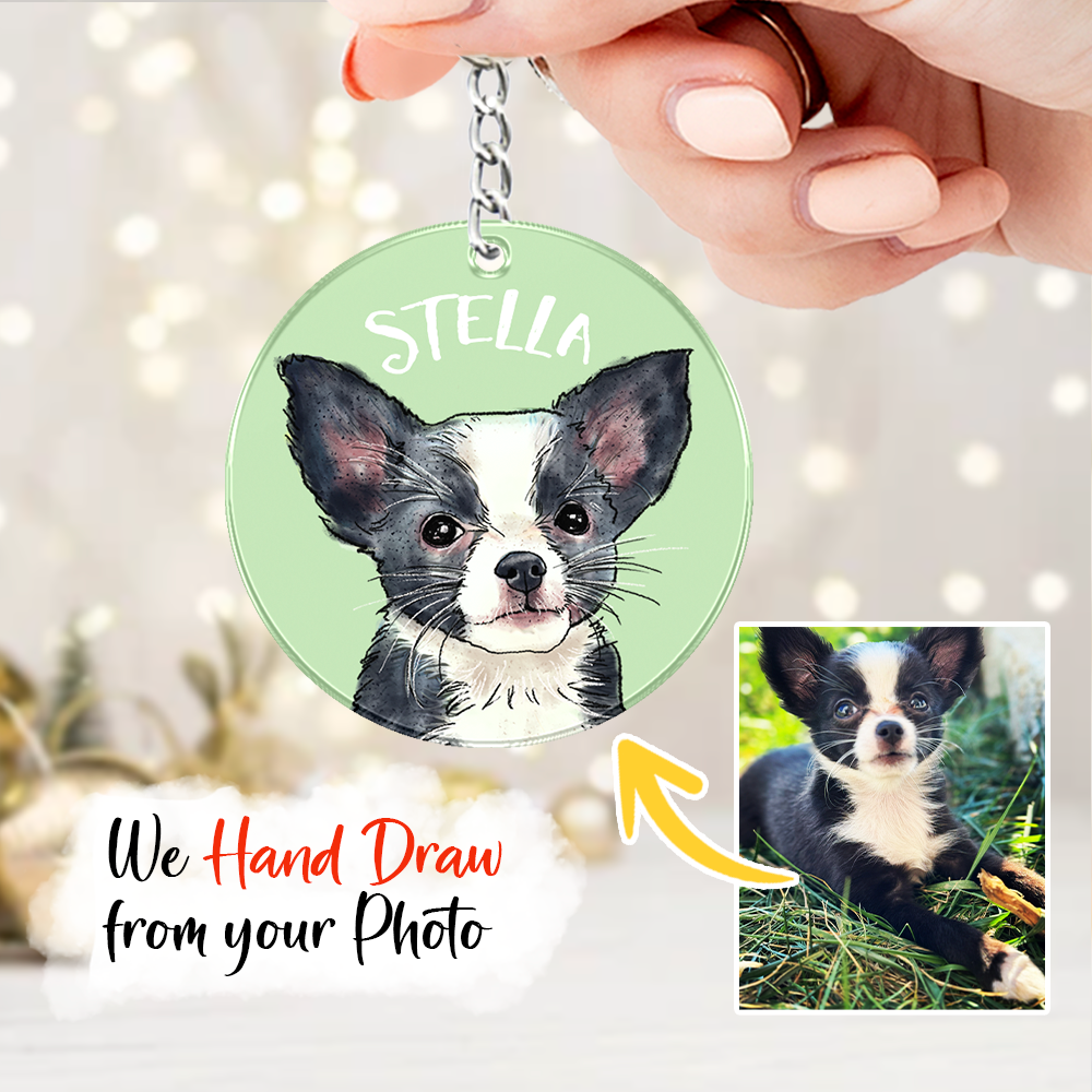 Custom Pet Portrait Custom Shape Acrylic Keychain