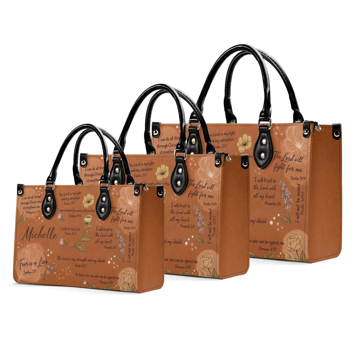 Personalized Christian Leather Handbag - Bible Verse Leather Bag - Christian Gifts For Women