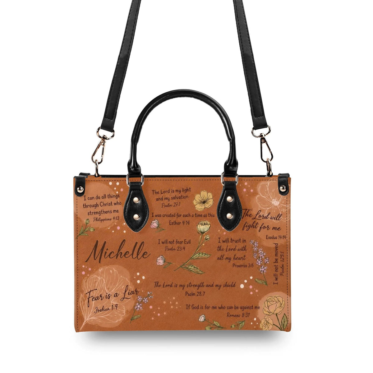 Personalized Christian Leather Handbag - Bible Verse Leather Bag - Christian Gifts For Women