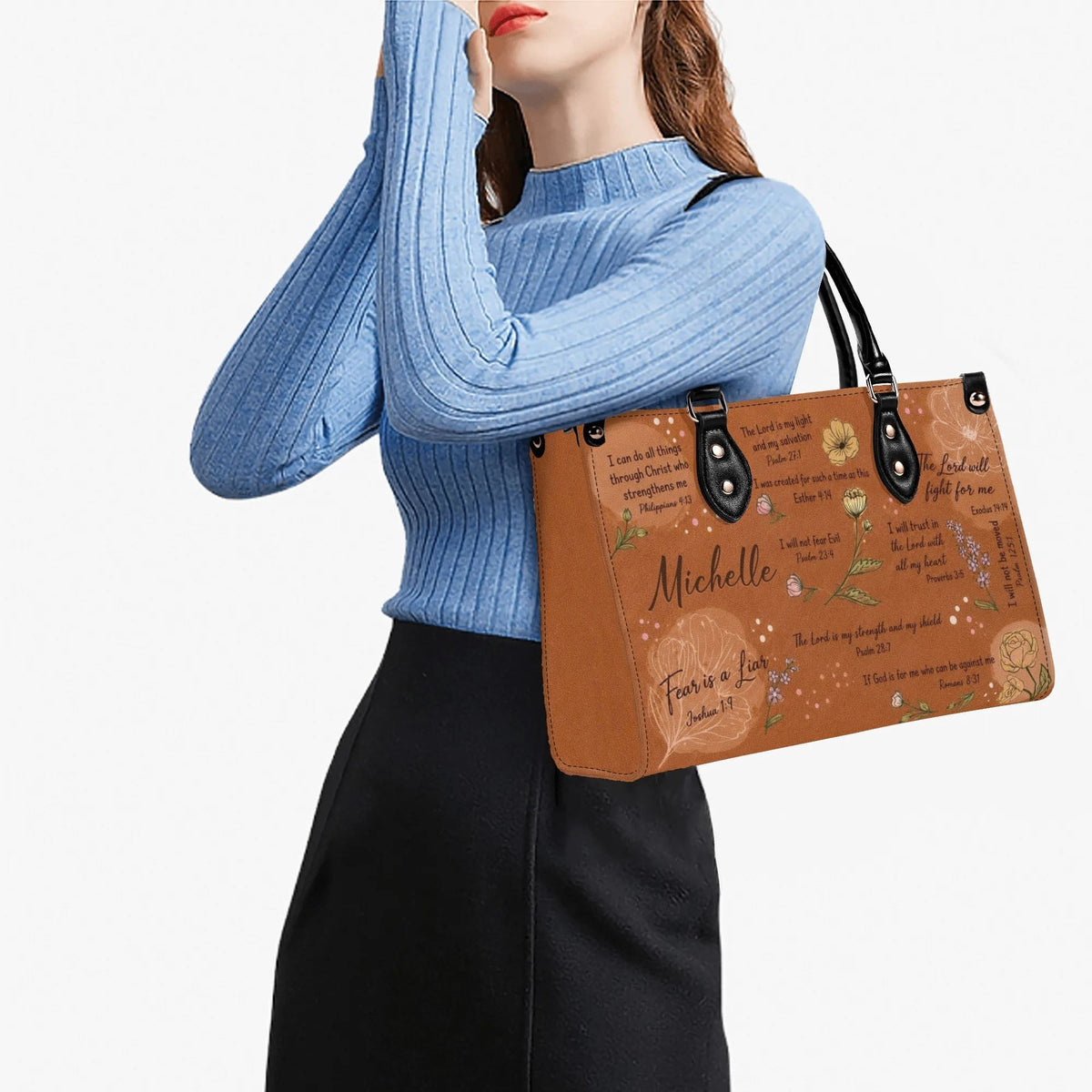 Personalized Christian Leather Handbag - Bible Verse Leather Bag - Christian Gifts For Women