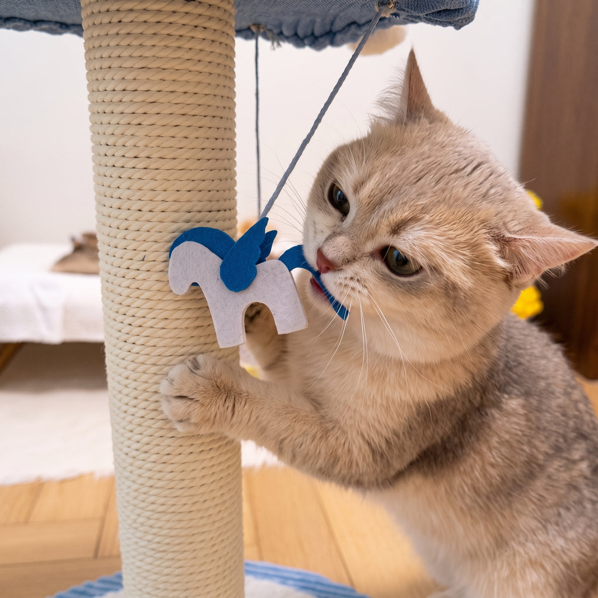 Whimsical Carousel Cat Tree & Sisal Scratching Post with Interactive Toys