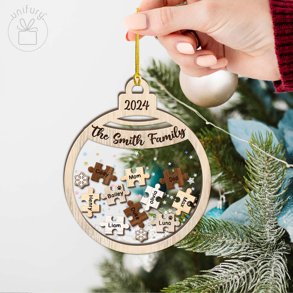 Personalized Pet Family Puzzle 4D Shaker Ornament