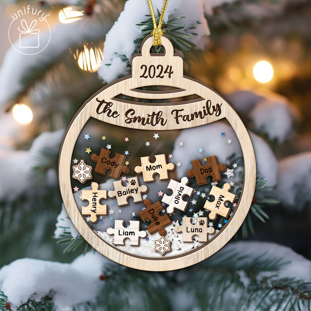 Personalized Pet Family Puzzle 4D Shaker Ornament