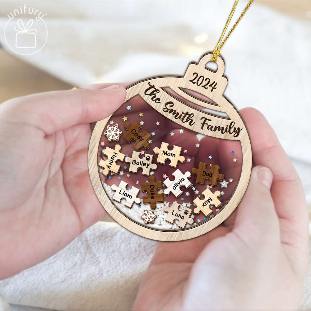 Personalized Pet Family Puzzle 4D Shaker Ornament