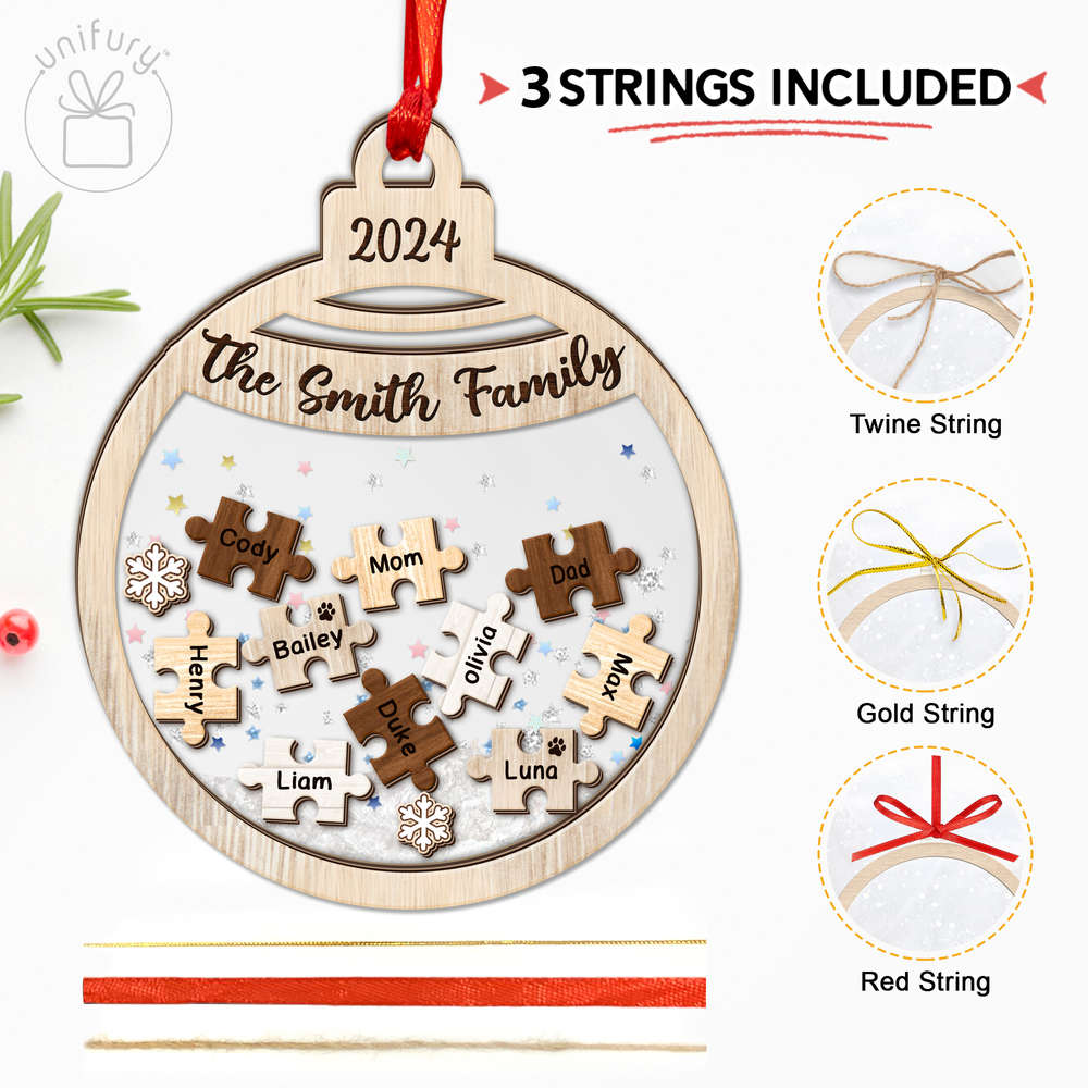 Personalized Pet Family Puzzle 4D Shaker Ornament