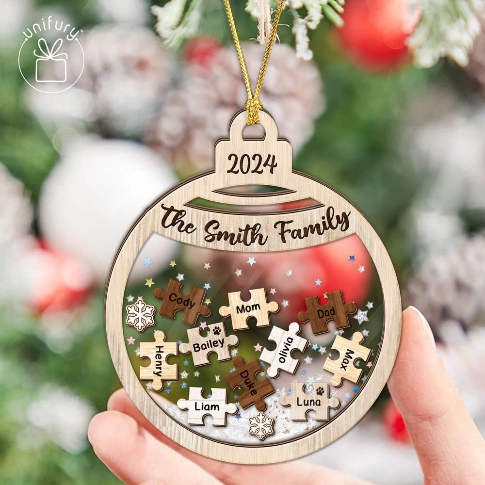 Personalized Pet Family Puzzle 4D Shaker Ornament