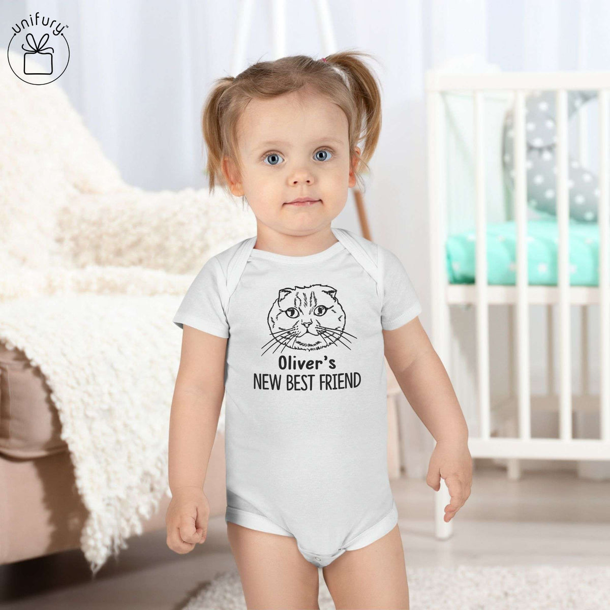 Personalized Baby Gift Dog Cat Line Art Baby Onesie