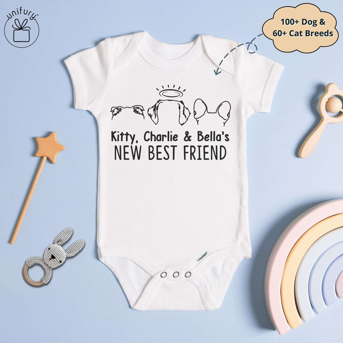 Custom Dog Cat Ears New Best Friend Baby Onesie