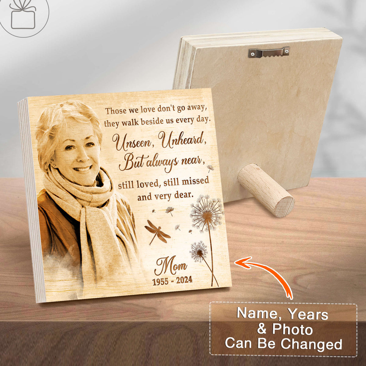 Those We Love Don't Go Away Memorial Wooden Block
