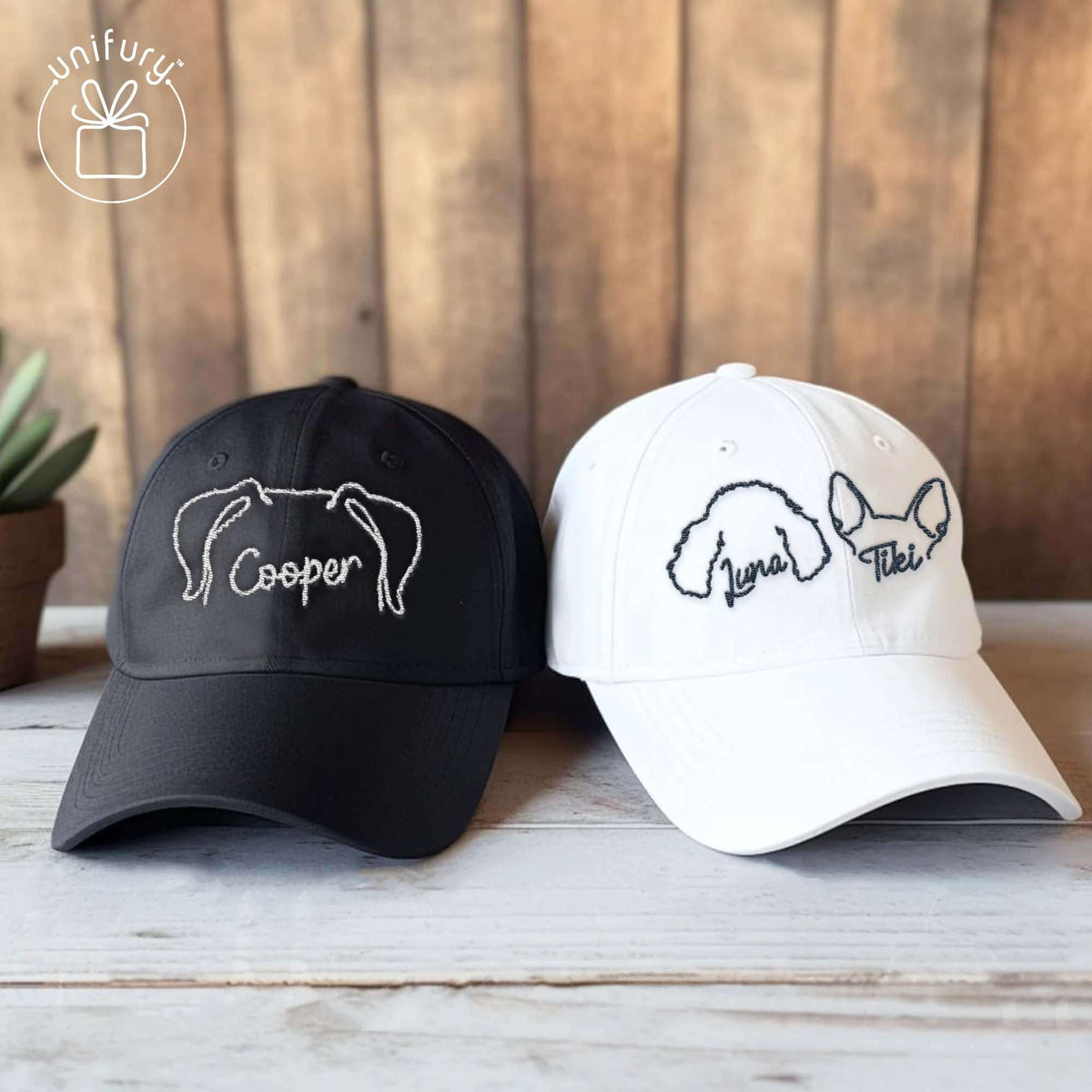 Custom Dog Ears Outline With Name Embroidered Hat