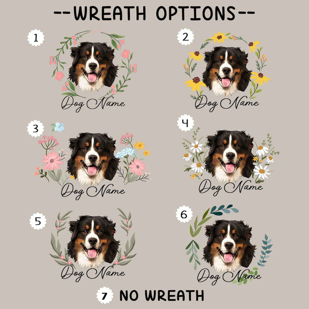 Custom Photo Dog Portrait With Wreath Edge-to-Edge Mug