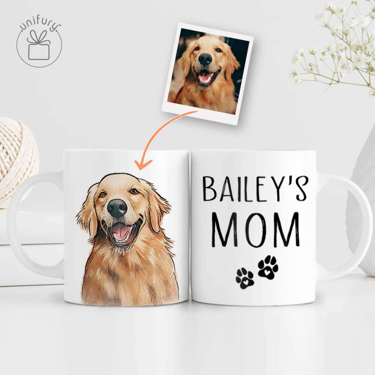 Hand-drawn Portrait Dog Mom Dog Dad Edge-to-Edge Mug For Dog Lovers