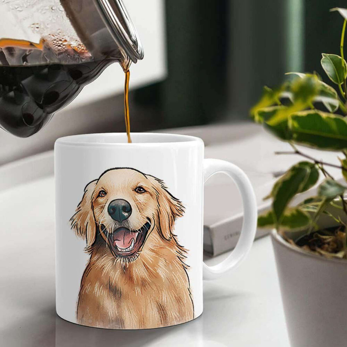 Hand-drawn Portrait Dog Mom Dog Dad Edge-to-Edge Mug For Dog Lovers