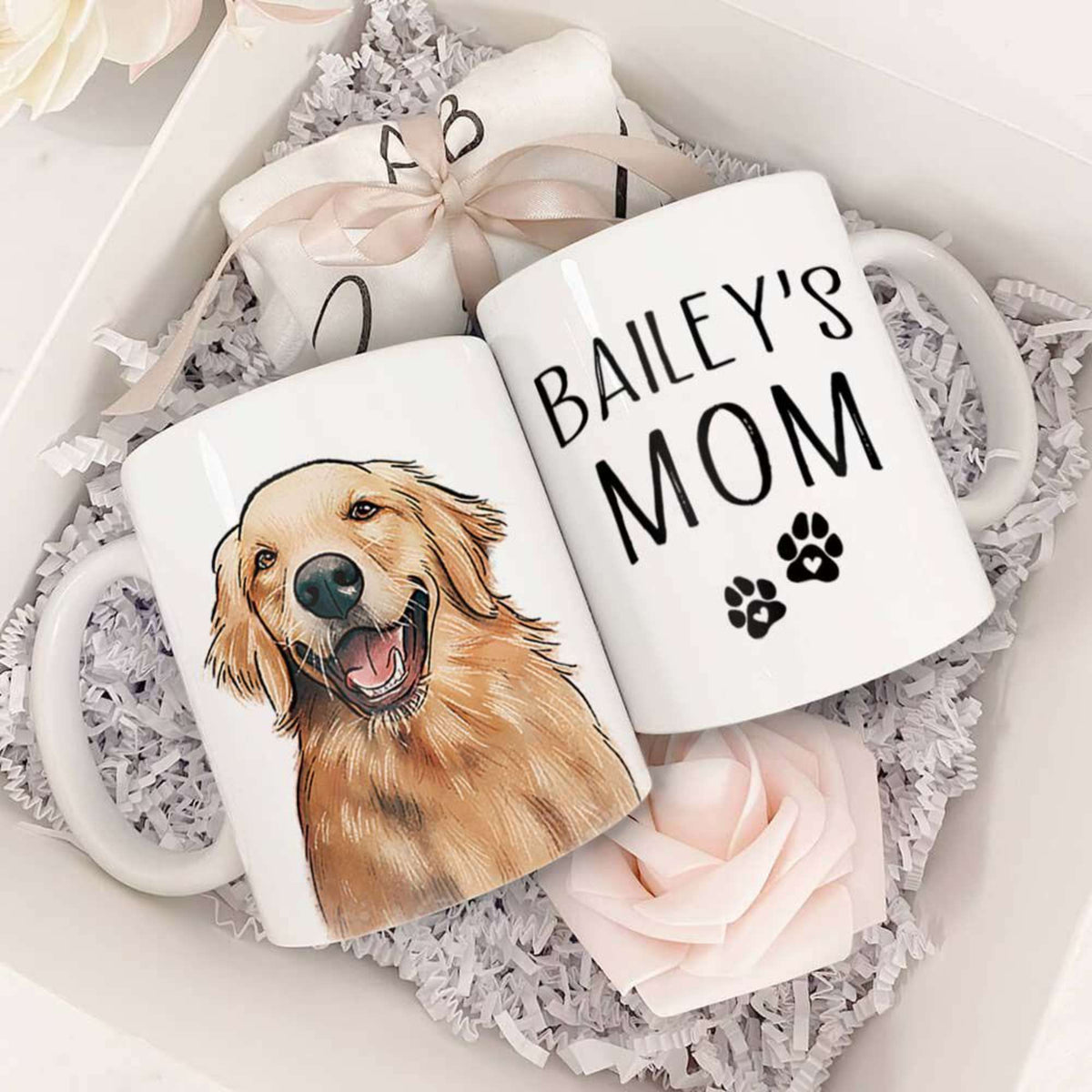 Hand-drawn Portrait Dog Mom Dog Dad Edge-to-Edge Mug For Dog Lovers
