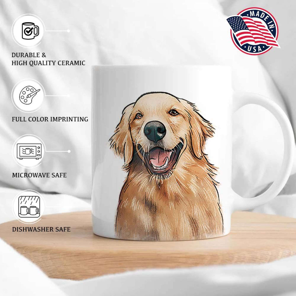 Hand-drawn Portrait Dog Mom Dog Dad Edge-to-Edge Mug For Dog Lovers