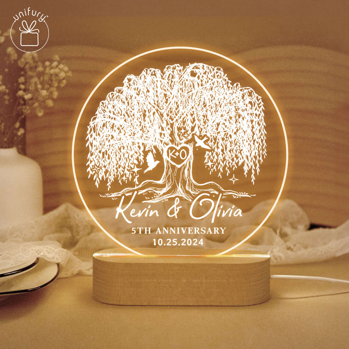 Personalized Anniversary Tree LED Night Light