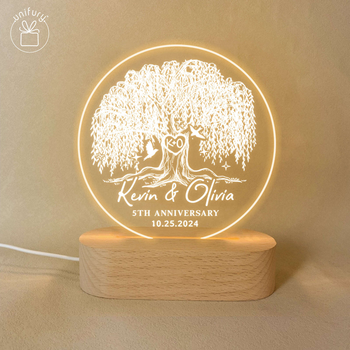 Personalized Anniversary Tree LED Night Light