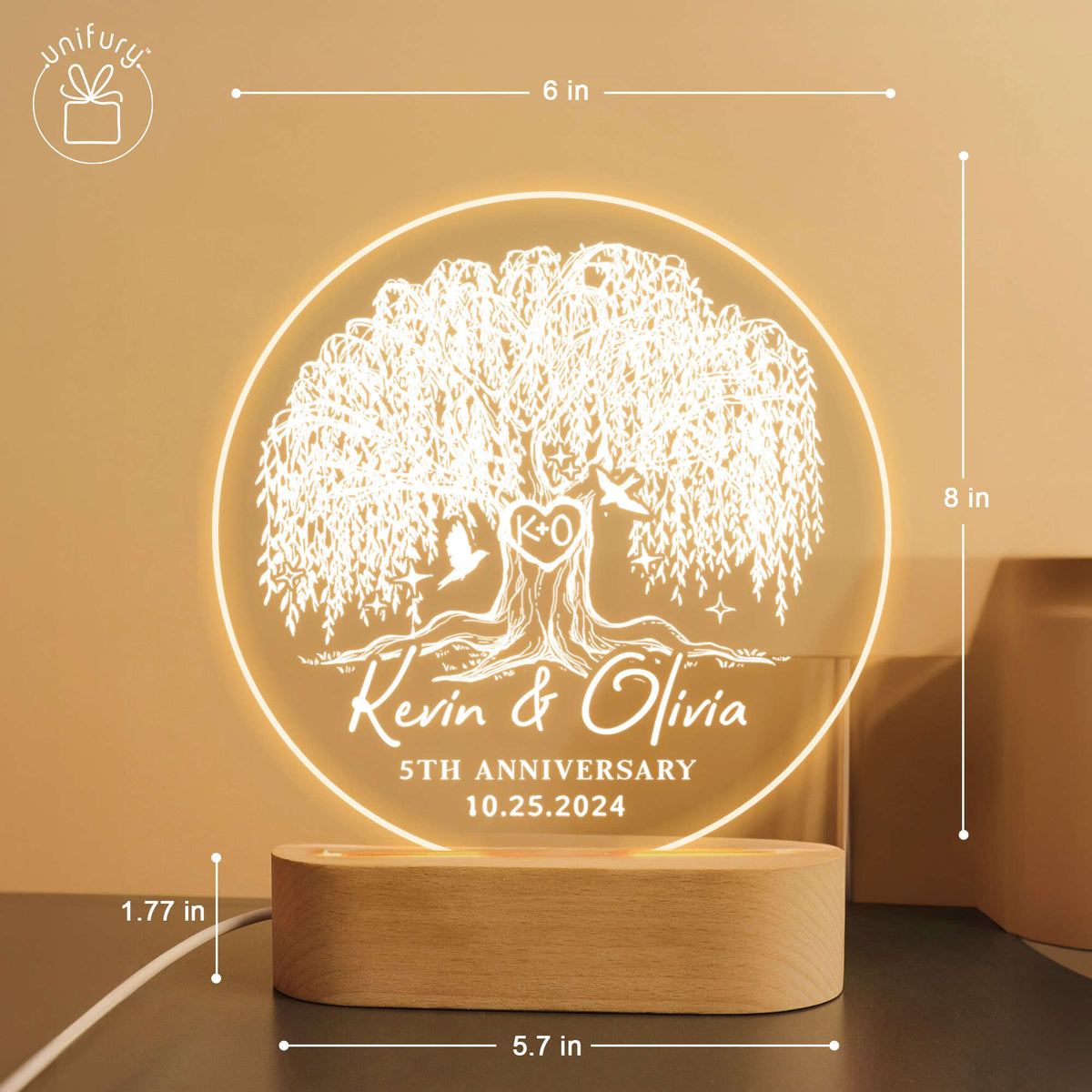 Personalized Anniversary Tree LED Night Light