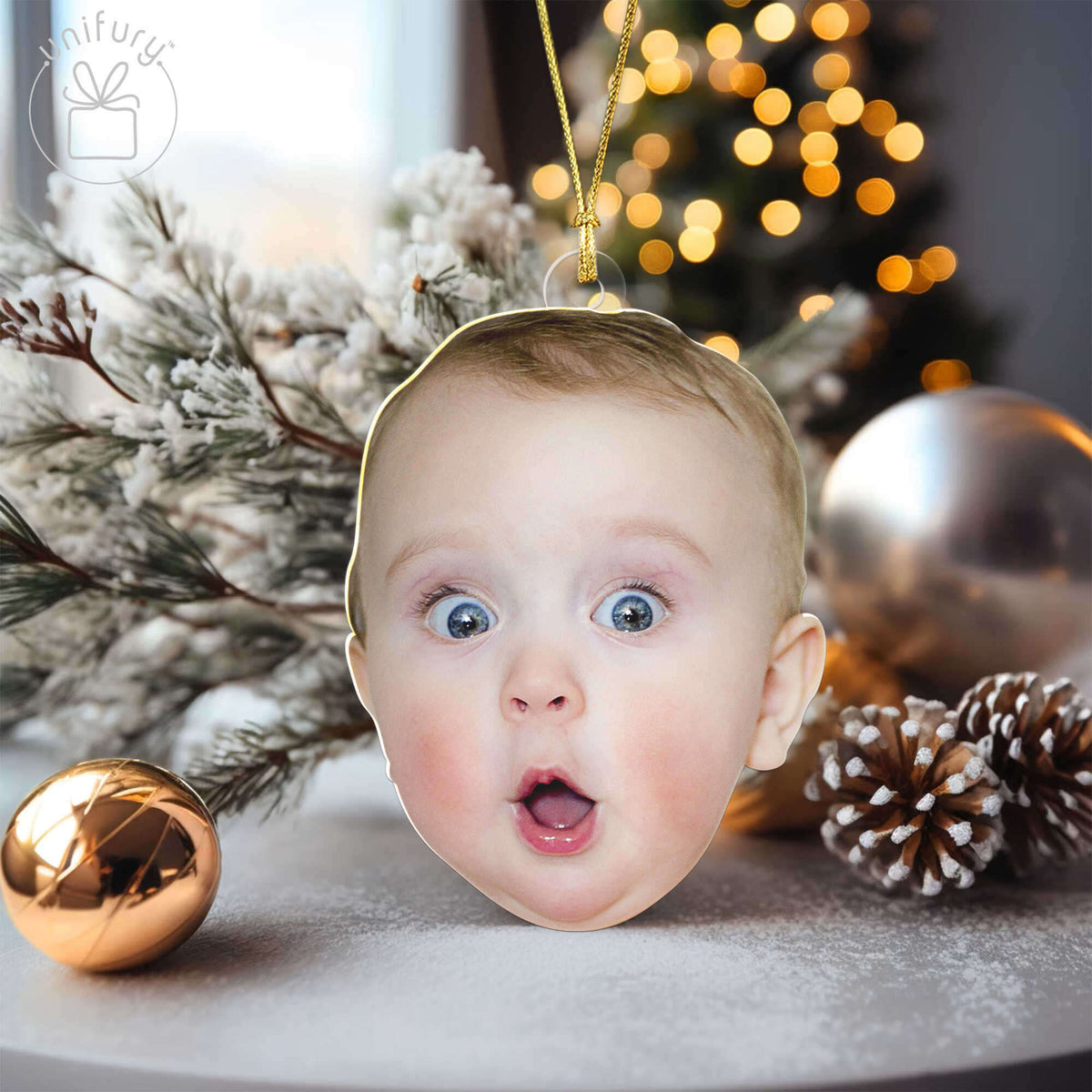 Personalized Christmas Custom Funny Face Baby Acrylic Ornament
