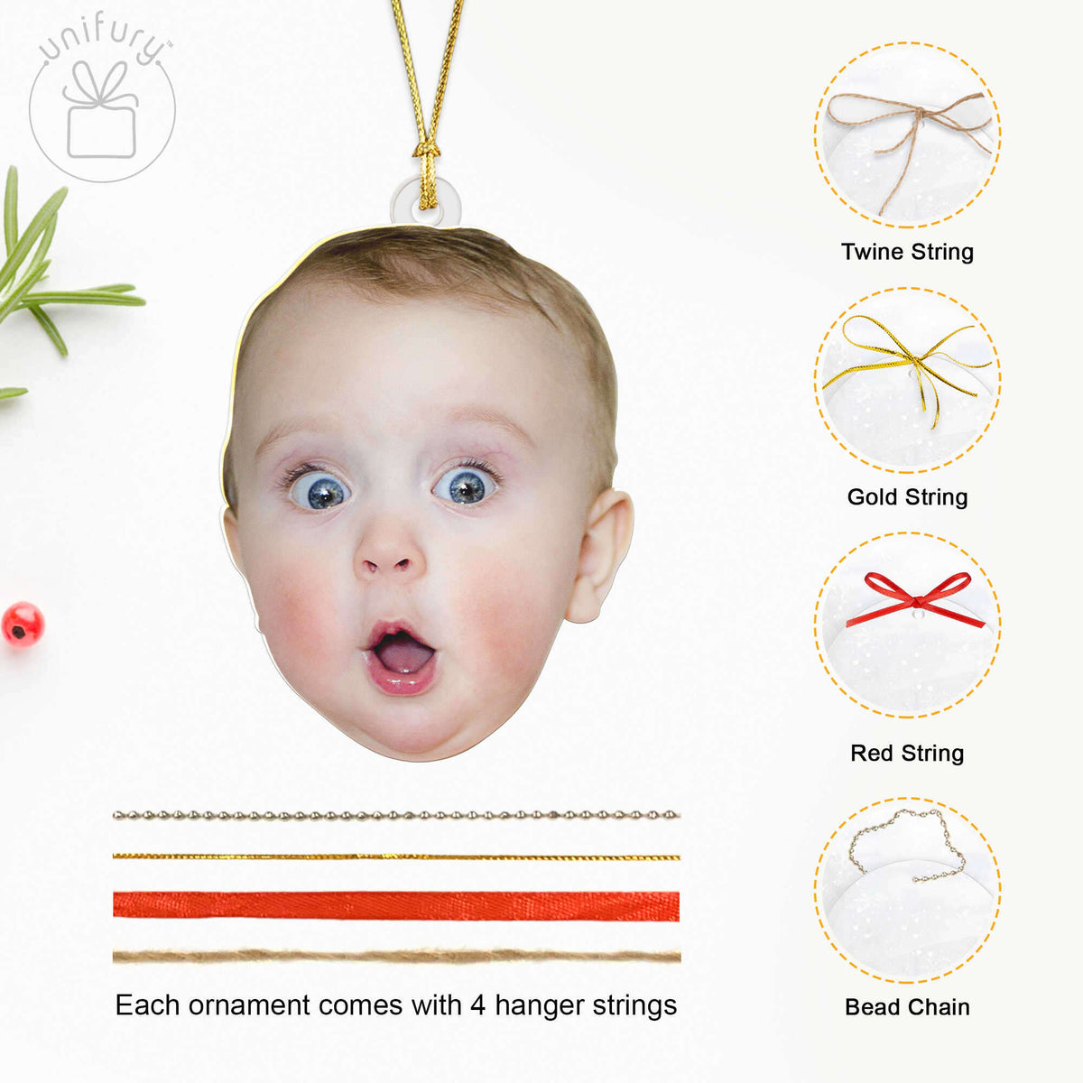 Personalized Christmas Custom Funny Face Baby Acrylic Ornament