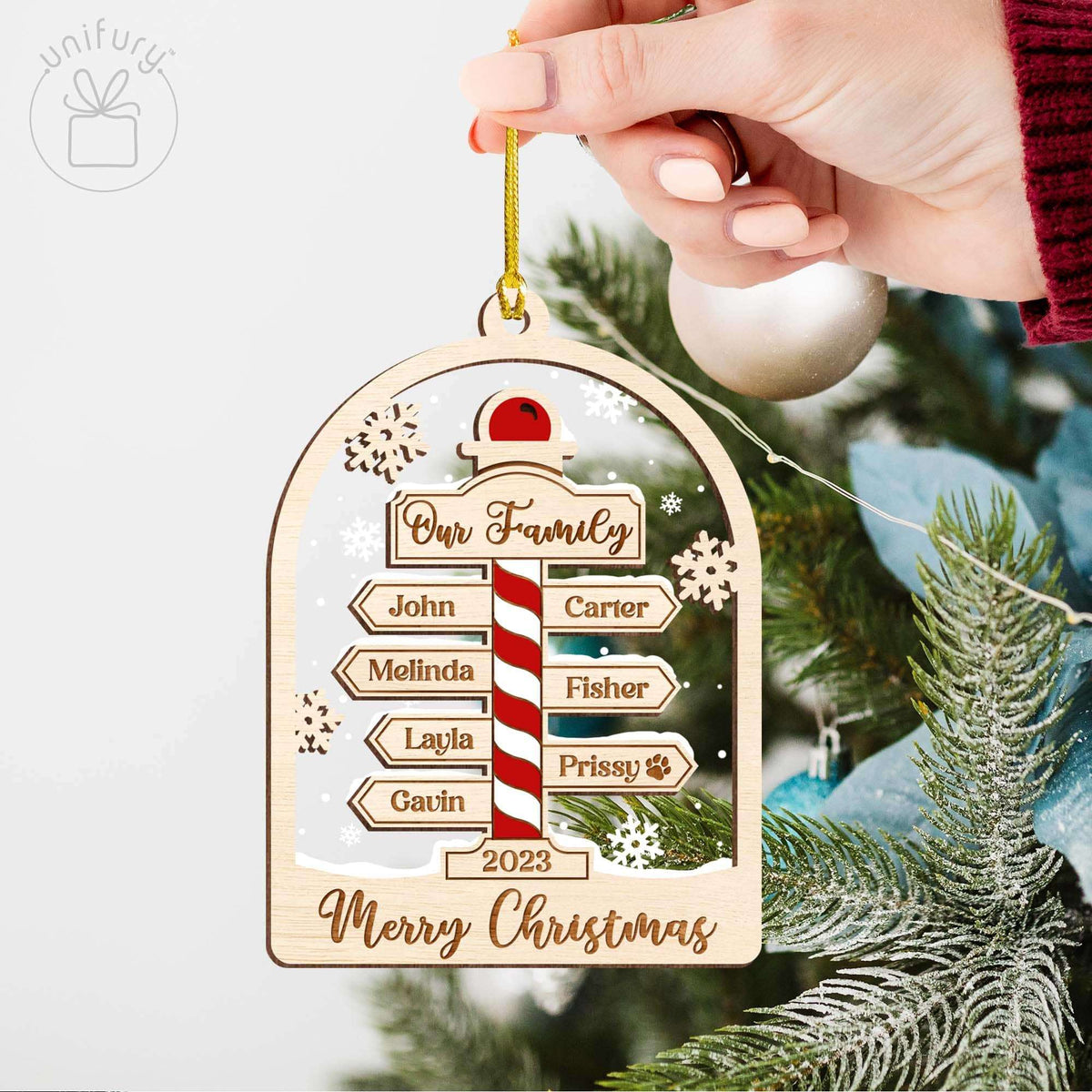 Unique North Pole Family Christmas Wood and Acrylic Ornament Ornament