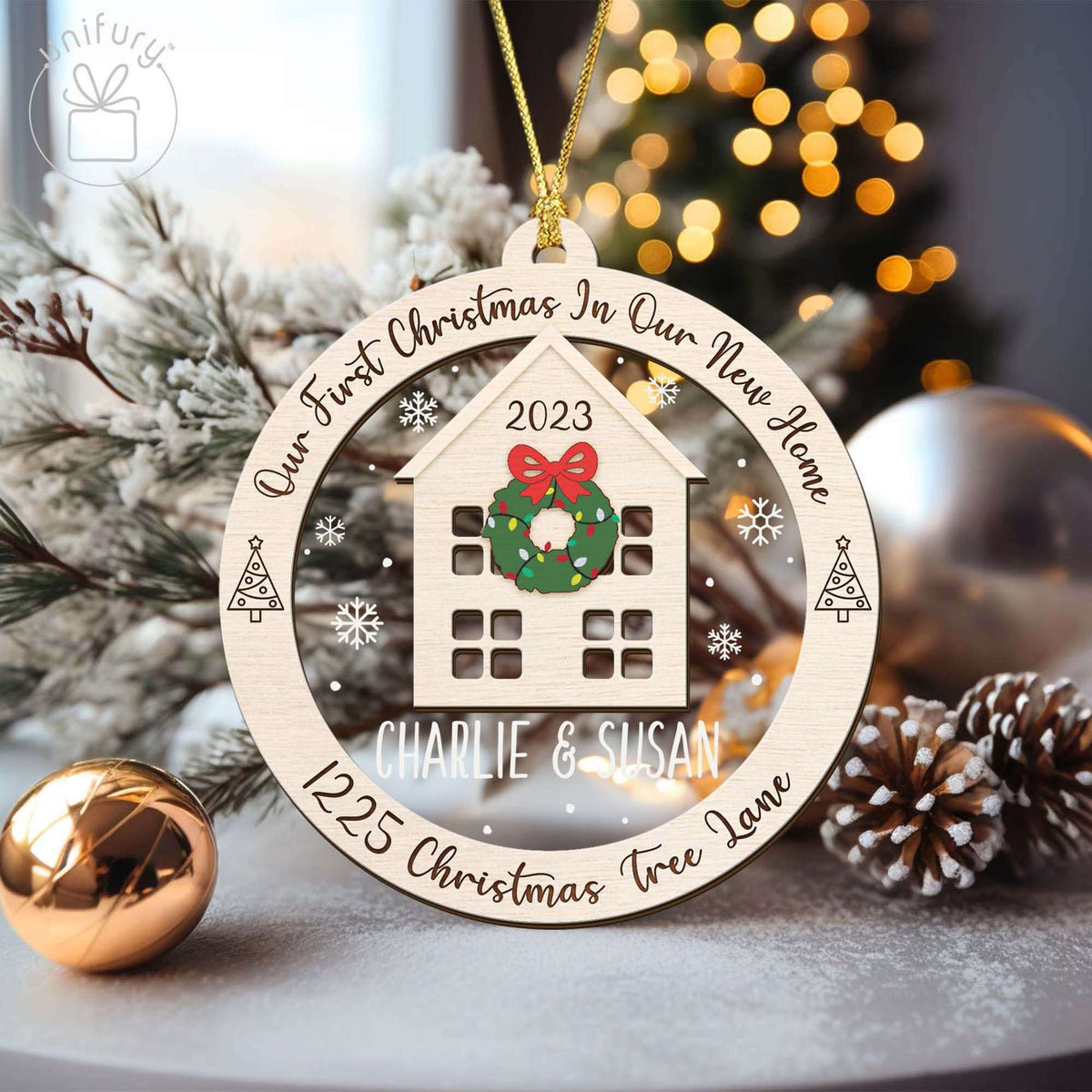 Basic Color Family New Home Customized Wood and Acrylic Ornament