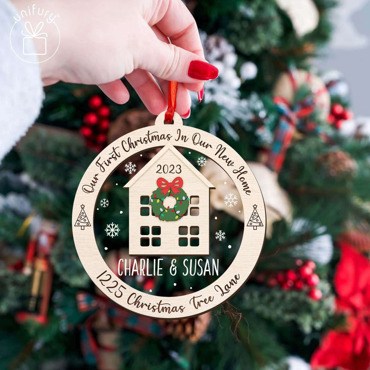 Basic Color Family New Home Customized Wood and Acrylic Ornament