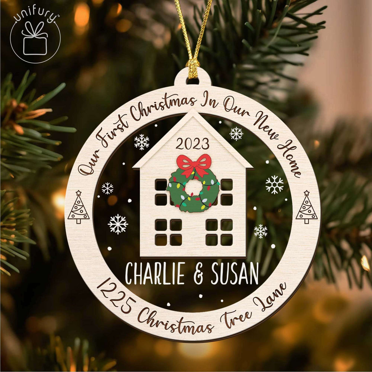 Basic Color Family New Home Customized Acrylic and Wood Ornament