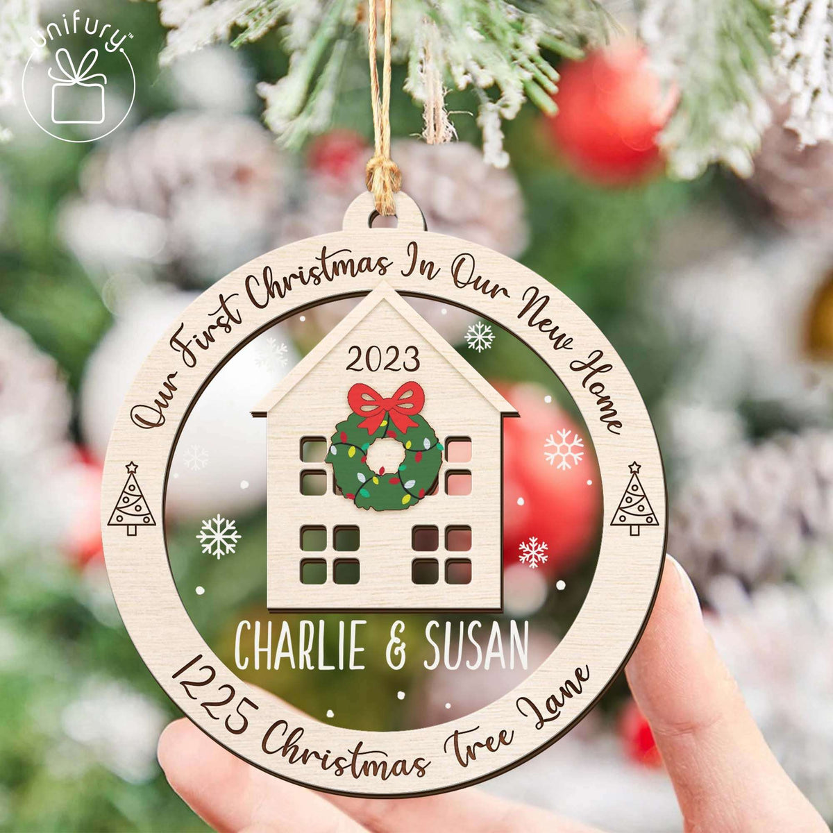 Basic Color Family New Home Customized Acrylic and Wood Ornament